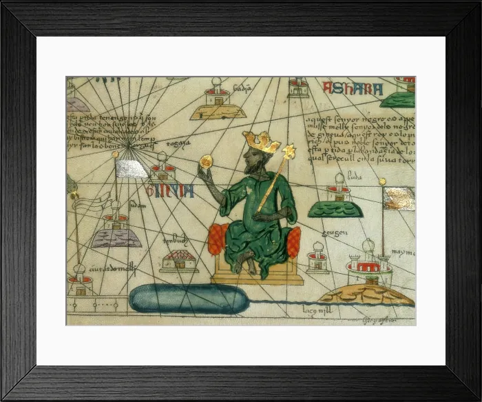 Framed Print : Mansa Musa, King of Mali, 1375. Creator: Abraham Cresques Framed Print : Mansa Musa, King of Mali, 1375. Creator: Abraham Cresques