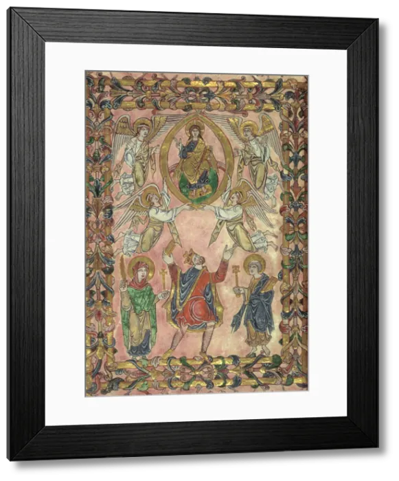 Framed Print : Edgar offers charter to Christ, 966. Creator: Unknown Framed Print : Edgar offers charter to Christ, 966. Creator: Unknown