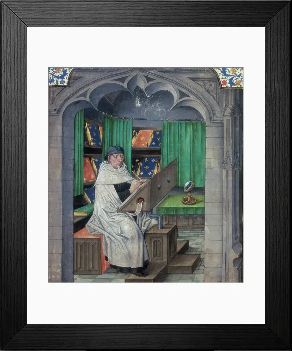 Framed Print : Vincent de Beauvais writing in his study, late 15th century. Creator: Unknown Framed Print : Vincent de Beauvais writing in his study, late 15th century. Creator: Unknown