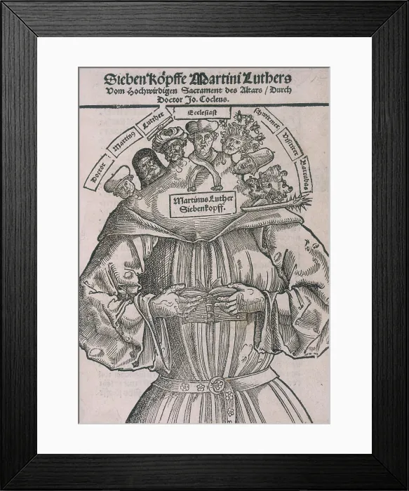 Framed Print : A seven headed Martin Luther, 1698. Creator: Unknown Framed Print : A seven headed Martin Luther, 1698. Creator: Unknown