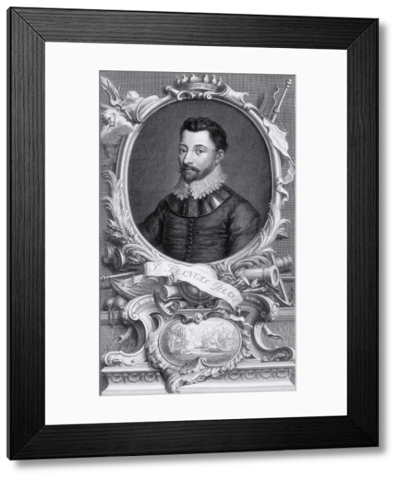 Framed Print : Sir Francis Drake, c1743-c1751. Creator: Jacobus Houbraken Framed Print : Sir Francis Drake, c1743-c1751. Creator: Jacobus Houbraken