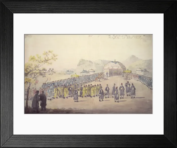 Framed Print : The reception of Lord Macartney by the Qianlong emperor at Jehol (Chengde, China) in 1793, (1796). Creator: William Alexander Framed Print : The reception of Lord Macartney by the Qianlong emperor at Jehol (Chengde, China) in 1793, (1796). Creator: William Alexander