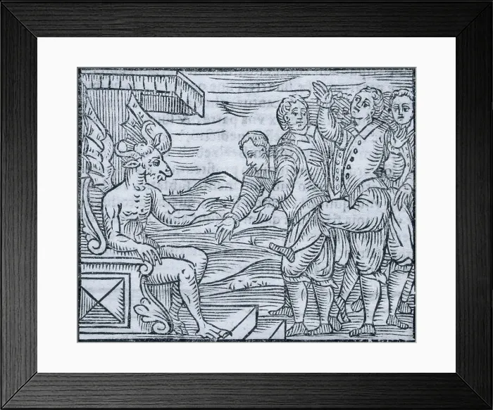 Framed Print : Sorcerers paying homage to the devil, 1608. Creator: Unknown Framed Print : Sorcerers paying homage to the devil, 1608. Creator: Unknown