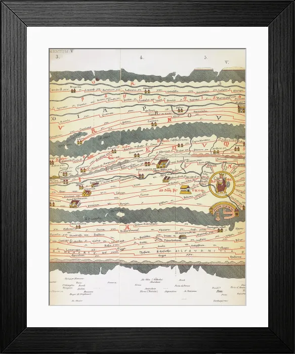 Framed Print : Rome and its roads, from the Peutinger table, 19th-century copy? Creator: Unknown Framed Print : Rome and its roads, from the Peutinger table, 19th-century copy? Creator: Unknown