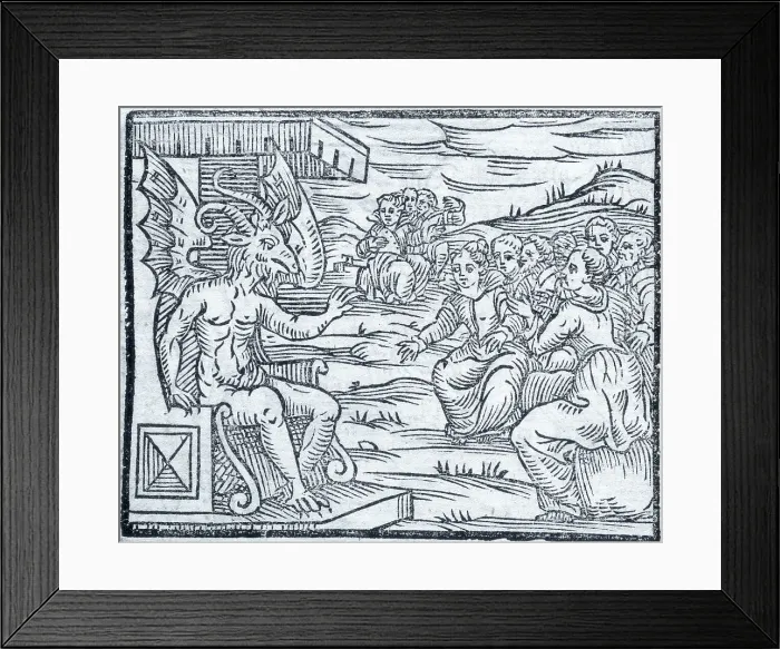 Framed Print : Satan pronounces a discourse to sorcerers, 1608. Creator: Unknown Framed Print : Satan pronounces a discourse to sorcerers, 1608. Creator: Unknown