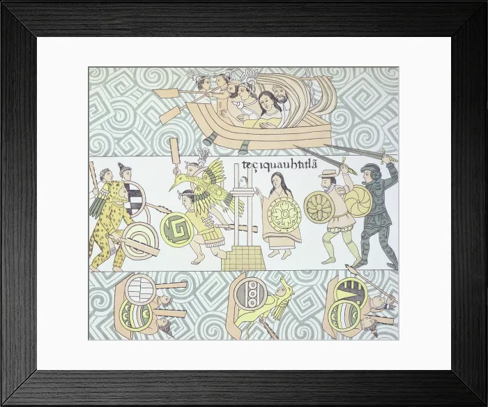 Framed Print : The Spanish, with their allies, fighting the Aztecs 1892. Creator: Unknown Framed Print : The Spanish, with their allies, fighting the Aztecs 1892. Creator: Unknown