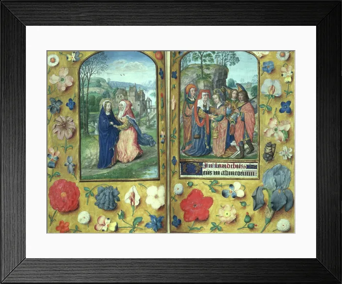 Framed Print : The Visitation, and Tobias and his wife Sara being welcomed by Anna, late 15th-16th century. Creator: Unknown Framed Print : The Visitation, and Tobias and his wife Sara being welcomed by Anna, late 15th-16th century. Creator: Unknown