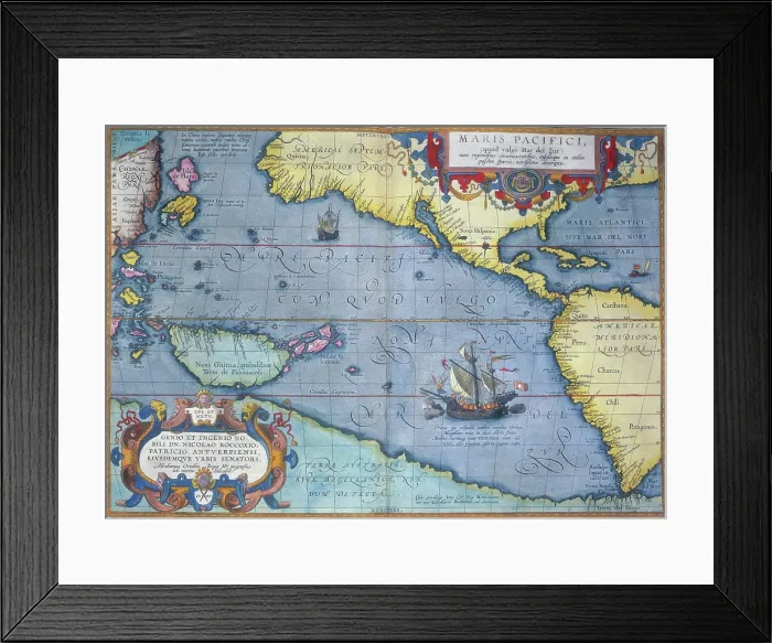 Framed Print : The Pacific Ocean, 1586. Creator: Abraham Ortelius Framed Print : The Pacific Ocean, 1586. Creator: Abraham Ortelius