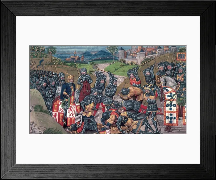 Framed Print : The King of Portugal fighting at the Battle of Aljubarrota, 1385, (15th century). Creator: Unknown Framed Print : The King of Portugal fighting at the Battle of Aljubarrota, 1385, (15th century). Creator: Unknown