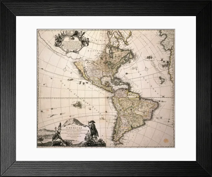 Framed Print : Map of America, (c1700?). Creator: Johann Baptista Homann Framed Print : Map of America, (c1700?). Creator: Johann Baptista Homann