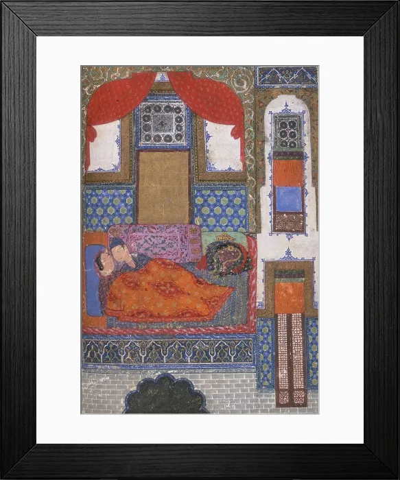 Framed Print : Khusrau and Shirin in bed, c1410-c1411. Creator: Unknown Framed Print : Khusrau and Shirin in bed, c1410-c1411. Creator: Unknown