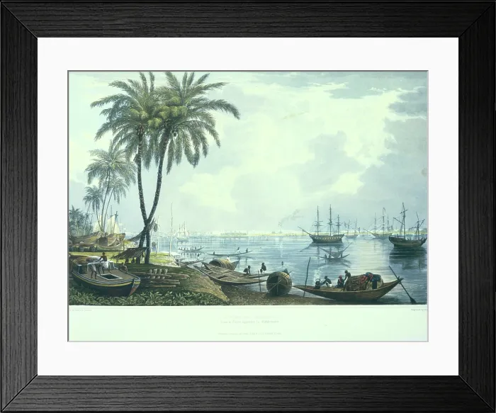 Framed Print : A view of Calcutta from a. Point opposite to Kidderpore, 1824-1826. Creator: Robert Havell