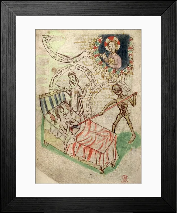 Framed Print : Man dying of the plague, 14th-15th century. Creator: Unknown Framed Print : Man dying of the plague, 14th-15th century. Creator: Unknown