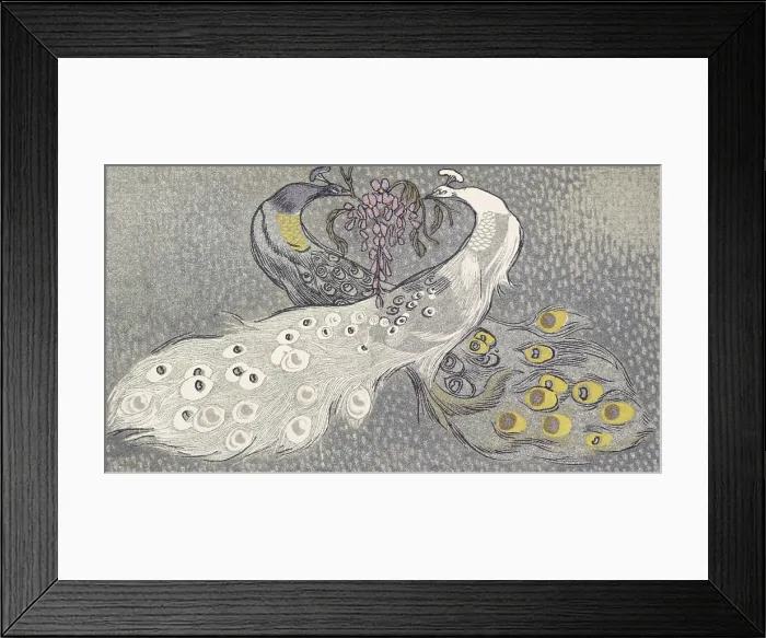 Framed Print : Two peacocks, scene from 'The Jungle Book', 1919. Creator: Paul Jouve Framed Print : Two peacocks, scene from 'The Jungle Book', 1919. Creator: Paul Jouve