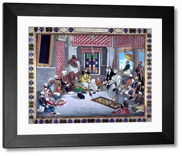 Framed Print : Nawab Muhammad Abd al-Rahman Khan of Jhajjar with his court, India, c1849-1852. Creator: Ghulam Ali Khan Framed Print : Nawab Muhammad Abd al-Rahman Khan of Jhajjar with his court, India, c1849-1852. Creator: Ghulam Ali Khan