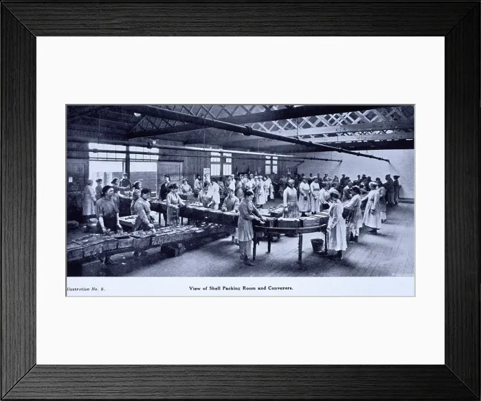 Framed Print : Shell packing room and conveyors, Leeds, 1919. Creator: Unknown Framed Print : Shell packing room and conveyors, Leeds, 1919. Creator: Unknown