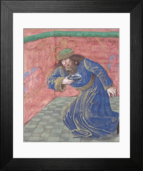Framed Print : Hannibal drinking a cup of poison, c1470-1483. Creator: Unknown Framed Print : Hannibal drinking a cup of poison, c1470-1483. Creator: Unknown