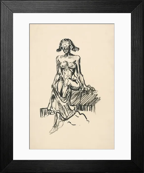 Framed Print : Seated Female Nude, around 1940. Creator: Arnold Peter Weisz-Kubincan Framed Print : Seated Female Nude, around 1940. Creator: Arnold Peter Weisz-Kubincan