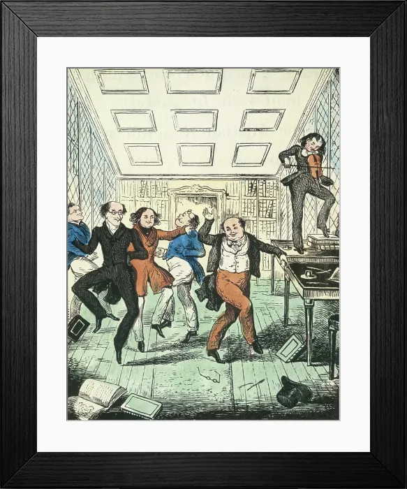 Framed Print : Men dancing, 1841. Creator: Unknown Framed Print : Men dancing, 1841. Creator: Unknown