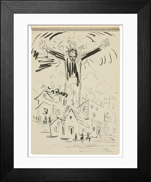 Framed Print : Sketchbook 22 Savior Over the City, 1st half 20th century. Creator: Arnold Peter Weisz-Kubincan Framed Print : Sketchbook 22 Savior Over the City, 1st half 20th century. Creator: Arnold Peter Weisz-Kubincan