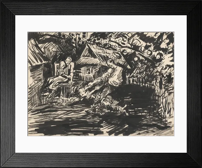 Framed Print : In the village yard, 1940-1944. Creator: Arnold Peter Weisz-Kubincan Framed Print : In the village yard, 1940-1944. Creator: Arnold Peter Weisz-Kubincan
