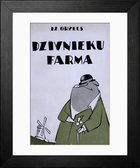 Framed Print : Cover of a Latvian translation of George Orwell's 'Animal Farm', 1954 Framed Print : Cover of a Latvian translation of George Orwell's 'Animal Farm', 1954