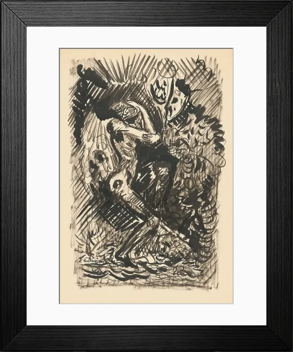 Framed Print : Woman and a monster, 1st half 20th century. Creator: Arnold Peter Weisz-Kubincan Framed Print : Woman and a monster, 1st half 20th century. Creator: Arnold Peter Weisz-Kubincan