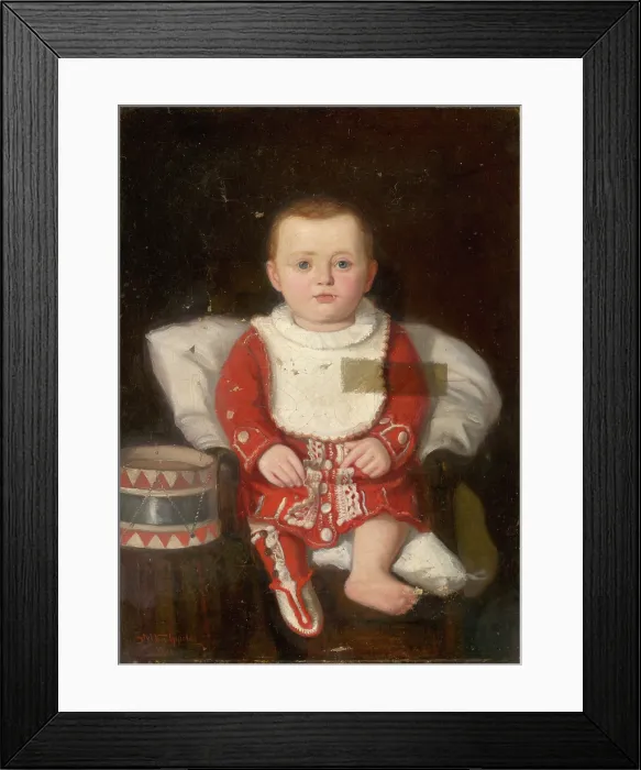 Framed Print : Portrait of a child with a drum, 1880. Creator: Gyula Stetka Framed Print : Portrait of a child with a drum, 1880. Creator: Gyula Stetka