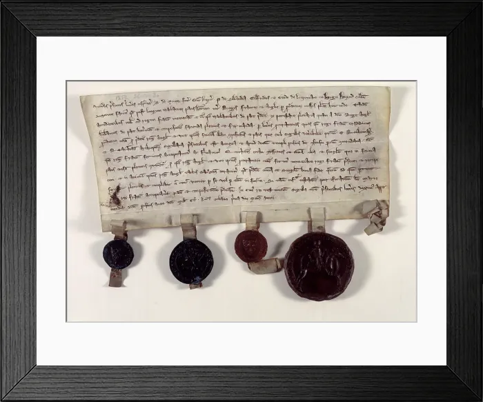 Framed Print : Copy of letters confirming the truce between Henry III of England and Louis IX of France, 1258. Creator: Unknown Framed Print : Copy of letters confirming the truce between Henry III of England and Louis IX of France, 1258. Creator: Unknown
