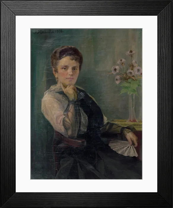 Framed Print : Portrait of a Woman with a Fan, 1916. Creator: Jozef Hanula Framed Print : Portrait of a Woman with a Fan, 1916. Creator: Jozef Hanula