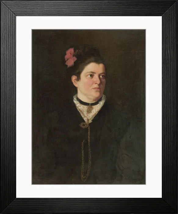 Framed Print : Portrait of a woman with a pink bow, 1880. Creator: Gyula Stetka Framed Print : Portrait of a woman with a pink bow, 1880. Creator: Gyula Stetka