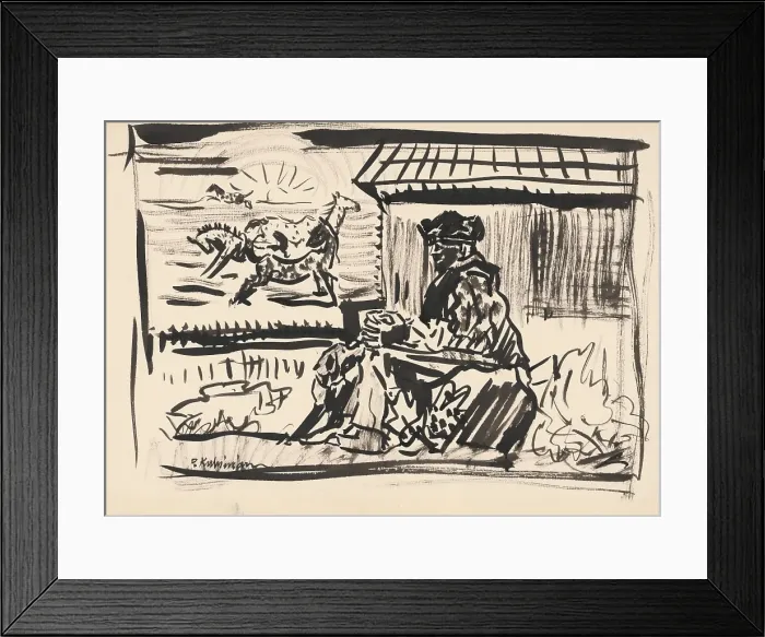 Framed Print : Man with horses, c1935. Creator: Arnold Peter Weisz-Kubincan Framed Print : Man with horses, c1935. Creator: Arnold Peter Weisz-Kubincan