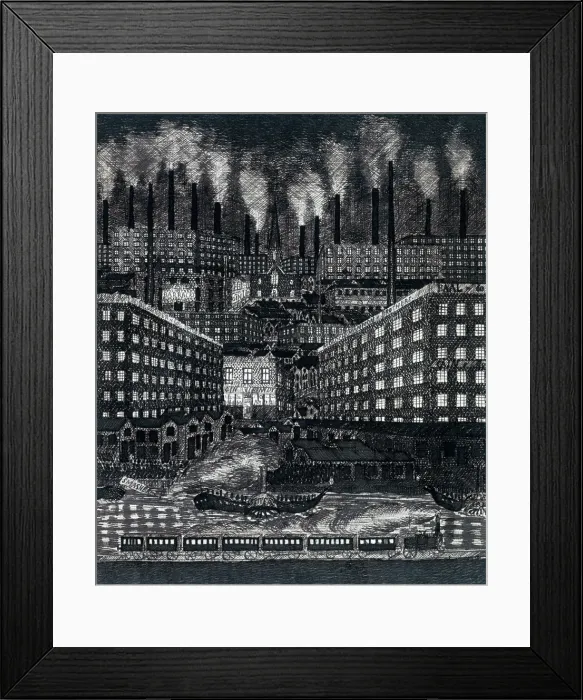Framed Print : Industrial landscape drawn by Chartist leader Ernest Jones, c1848-c1850. Creator: Ernest Jones