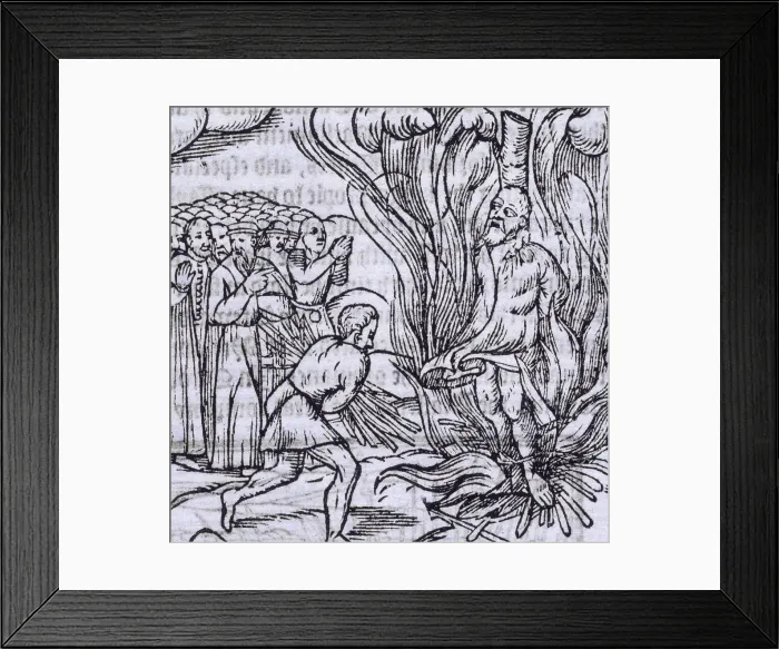 Framed Print : The burning of George Wishart, 1546 (1577). Creator: Unknown
