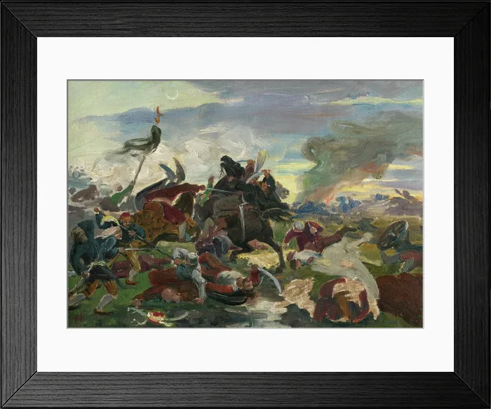 Framed Print : The Death of Tomory in the Battle of Mohacs, around 1895-1896. Creator: Jozef Hanula Framed Print : The Death of Tomory in the Battle of Mohacs, around 1895-1896. Creator: Jozef Hanula