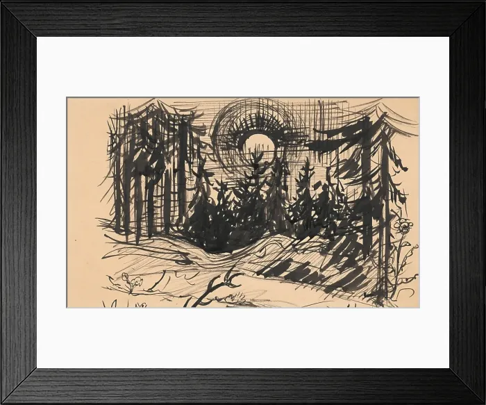 Framed Print : Sunset in the forest, 1930-1939. Creator: Arnold Peter Weisz-Kubincan Framed Print : Sunset in the forest, 1930-1939. Creator: Arnold Peter Weisz-Kubincan