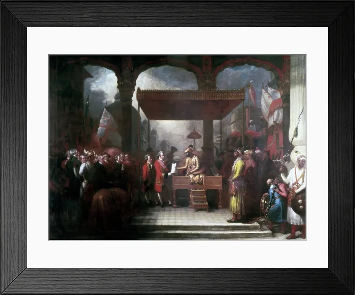 Framed Print : Robert Clive receiving the land revenues of Bengal, Bihar and Orissa, 1765, (early 19th century). Creator: Benjamin West Framed Print : Robert Clive receiving the land revenues of Bengal, Bihar and Orissa, 1765, (early 19th century). Creator: Benjamin West