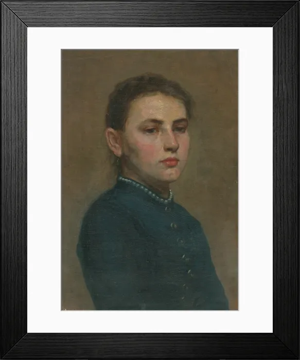 Framed Print : Study of a Girl with White Garnet, 1887. Creator: Jozef Hanula Framed Print : Study of a Girl with White Garnet, 1887. Creator: Jozef Hanula