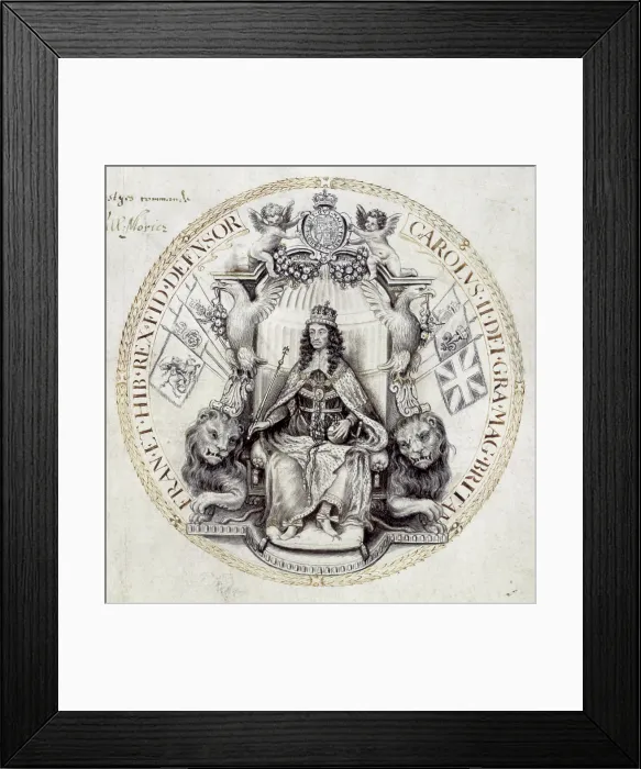 Framed Print : Design for a great seal for King Charles II, 1662. Creator: Thomas Simon Framed Print : Design for a great seal for King Charles II, 1662. Creator: Thomas Simon