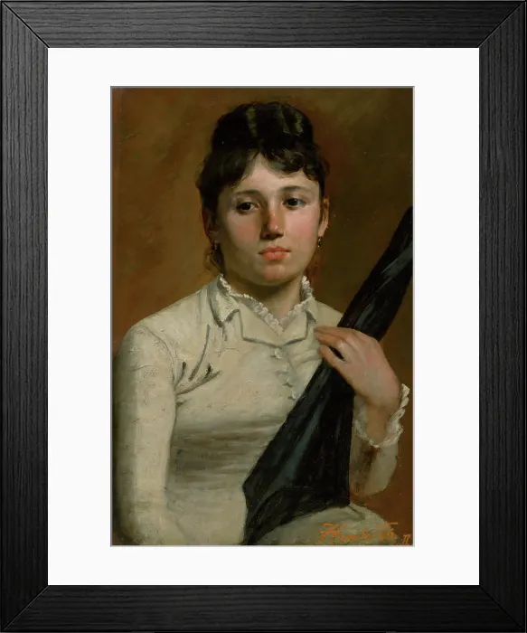 Framed Print : Woman with an umbrella, 1886. Creator: Jozef Hanula Framed Print : Woman with an umbrella, 1886. Creator: Jozef Hanula