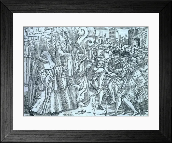 Framed Print : The burning of Thomas Cranmer, Archbishop of Canterbury, 1563. Creator: Unknown Framed Print : The burning of Thomas Cranmer, Archbishop of Canterbury, 1563. Creator: Unknown