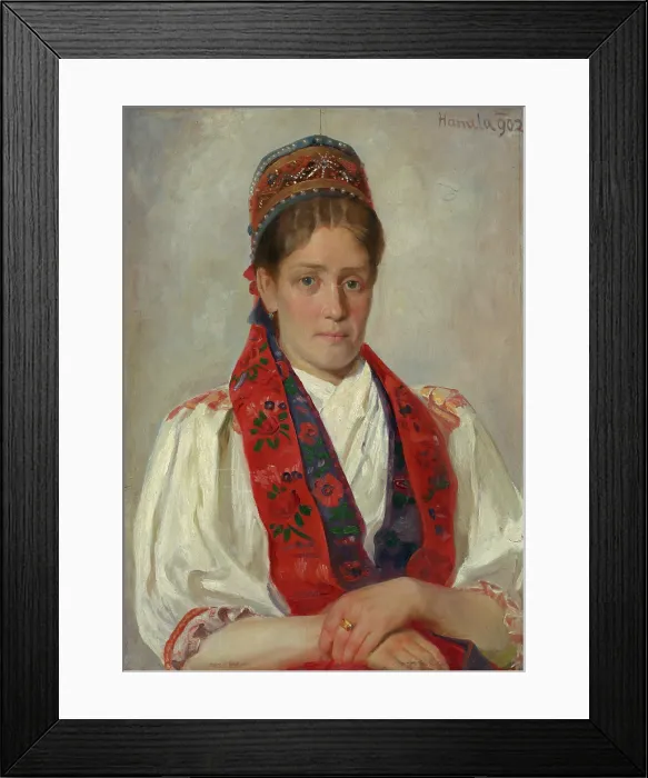 Framed Print : Portrait of a Woman in a Folk Costume, 1902. Creator: Jozef Hanula Framed Print : Portrait of a Woman in a Folk Costume, 1902. Creator: Jozef Hanula