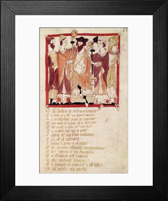 Framed Print : King Arthur's coronation, 14th century. Creator: Unknown. King Arthur's coronation, 14th century. Creator: Unknown Framed Print : King Arthur's coronation, 14th century. Creator: Unknown. King Arthur's coronation, 14th century. Creator: Unknown