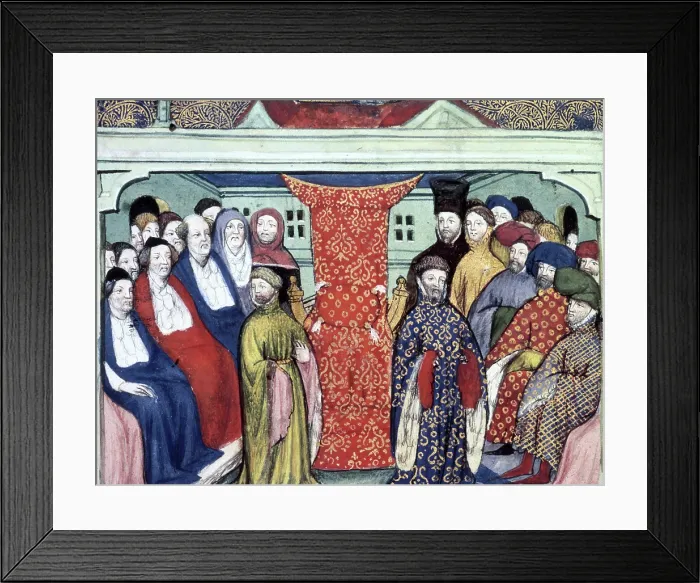 Framed Print : Richard II's empty throne, Westminster Hall, London, 30 September 1399, (c1400) Framed Print : Richard II's empty throne, Westminster Hall, London, 30 September 1399, (c1400)
