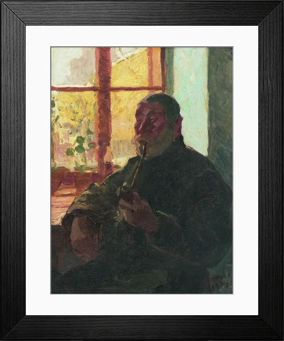 Framed Print : Old man with a pipe by window, 1914. Creator: Jozsef Rippl-Ronai Framed Print : Old man with a pipe by window, 1914. Creator: Jozsef Rippl-Ronai