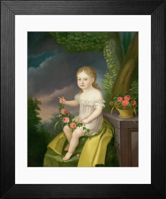 Framed Print : Child with Flowers, 1800-1830. Creator: Unknown