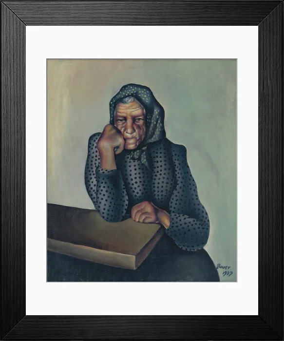 Framed Print : Worry (Old Woman Leaning on Arm), 1927. Creator: Konstantin Bauer Framed Print : Worry (Old Woman Leaning on Arm), 1927. Creator: Konstantin Bauer
