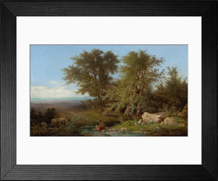 Framed Print : Landscape with river and group of trees, 1870. Creator: Karol Marko Framed Print : Landscape with river and group of trees, 1870. Creator: Karol Marko