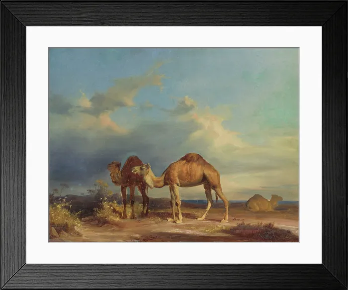 Framed Print : Camels in a southern landscape, 1835-1850. Creator: Karol Marko Framed Print : Camels in a southern landscape, 1835-1850. Creator: Karol Marko