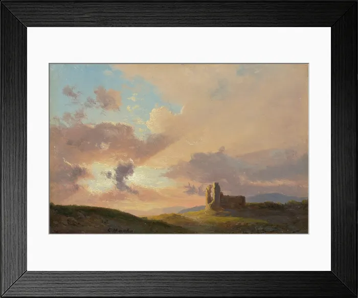 Framed Print : Ruins at sunset, 1835-1850. Creator: Karol Marko Framed Print : Ruins at sunset, 1835-1850. Creator: Karol Marko